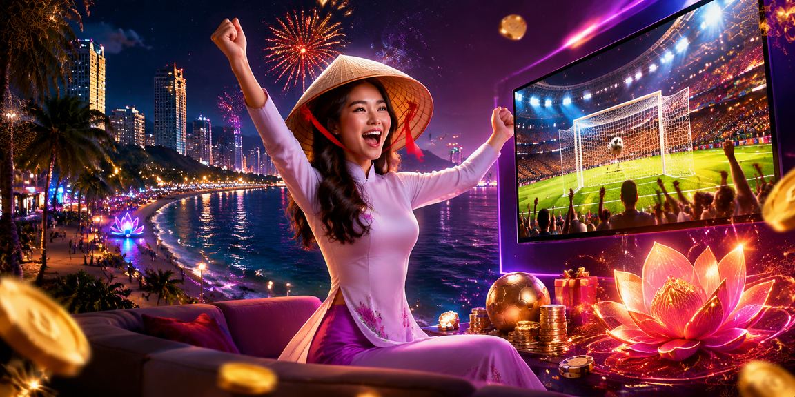 Người chơi đặt cược esports bên bờ biển Nha Trang đội nón lá truyền thống
