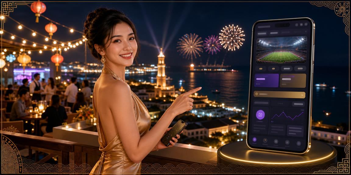 Người chơi casino trên điện thoại tại bãi biển Phú Quốc buổi chiều tà